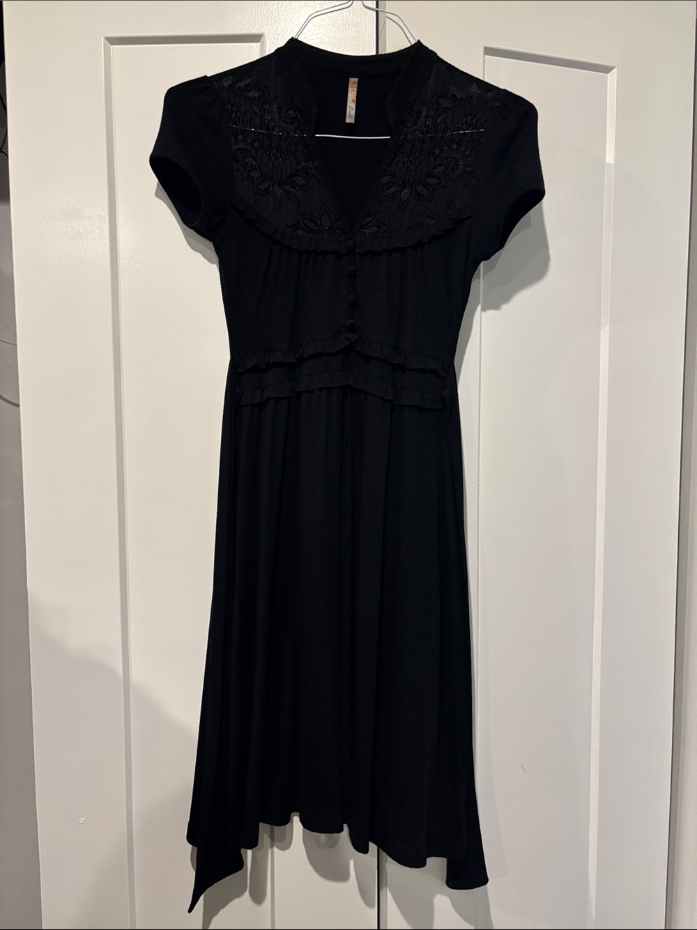 Lush Black Embroidered V-Neck Midi Dress